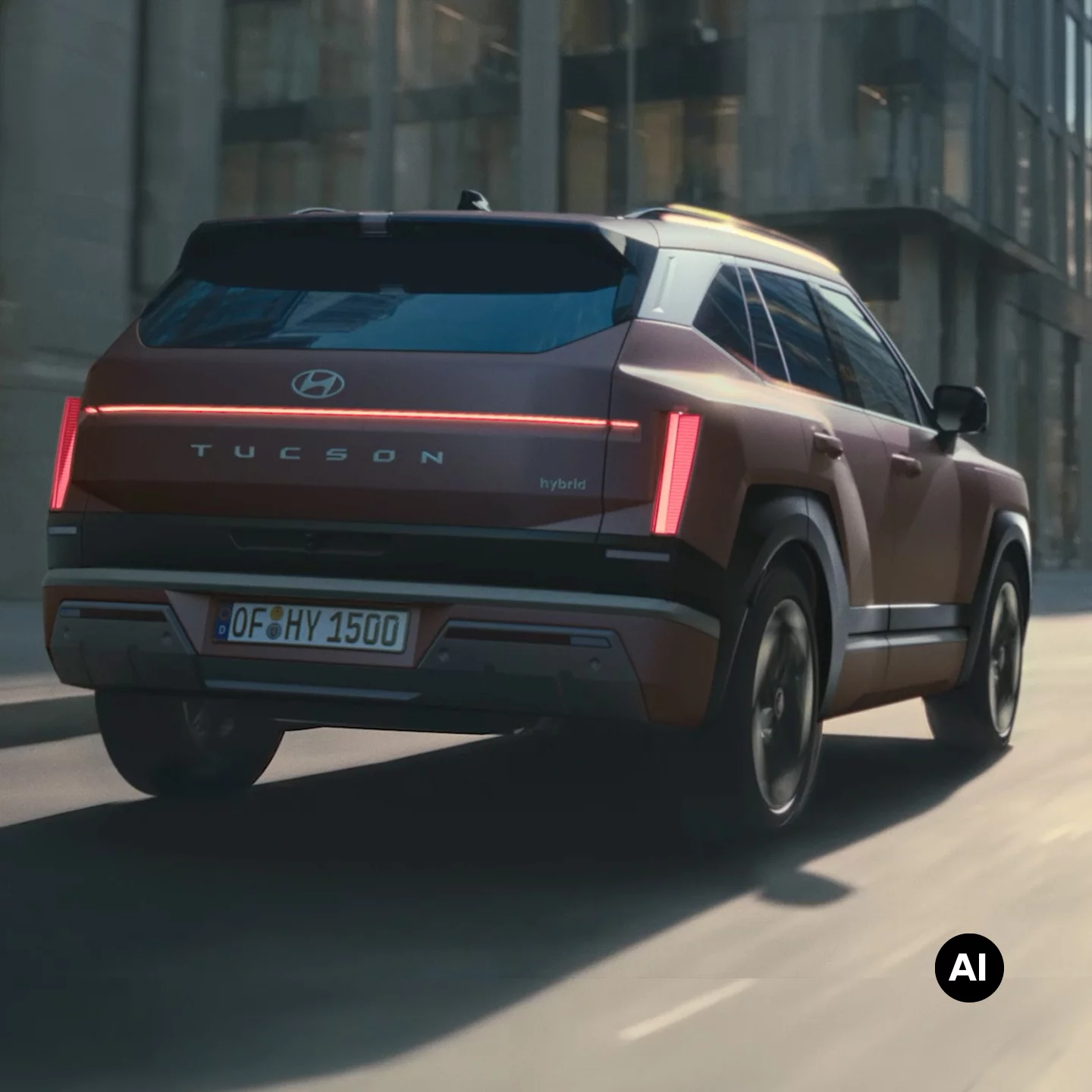 Nouveau Hyundai TUCSON vu de l'arrière sur la route